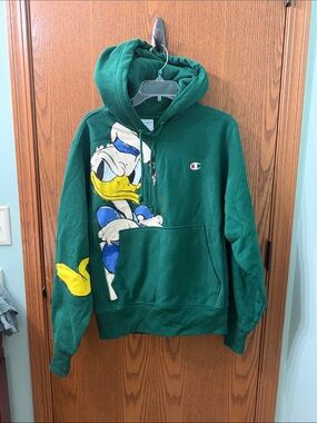 Green Hoodie with Donald Duck Graphic